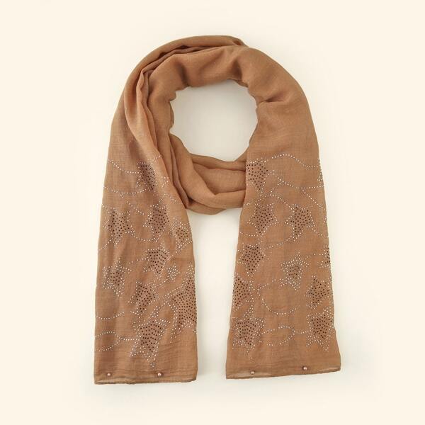 

Rhinestone Star Decor Scarf, Camel