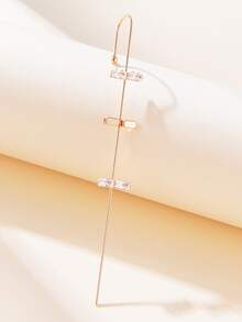 方晶鋯石裝飾耳釘 - 金黃色 - 查看 2