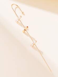 方晶鋯石裝飾耳釘 - 金黃色 - 查看 3