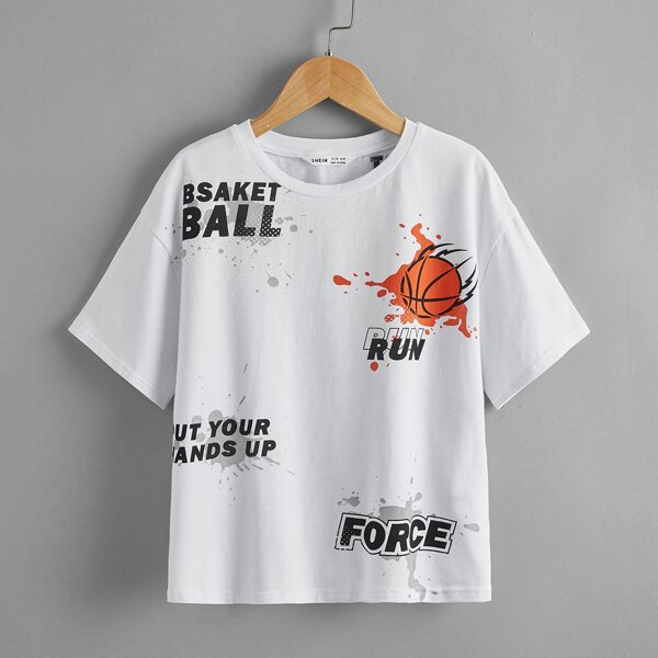 

Boys Basketball Print Tee, White