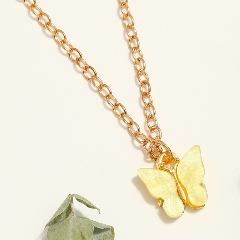 

Butterfly Pendant Necklace, Yellow