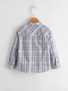 小男童格紋和卡通圖案襯衫