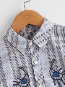 小男童格紋和卡通圖案襯衫