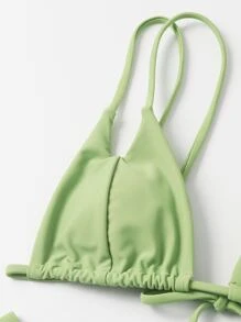 Conjunto de bikini de corte alto para vacaciones de verano en la playa - Verde - Ver 3