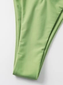 Conjunto de bikini de corte alto para vacaciones de verano en la playa - Verde - Ver 5