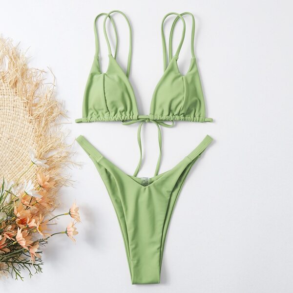 

Cut Out High Cut Bikini Swimsuit, Green