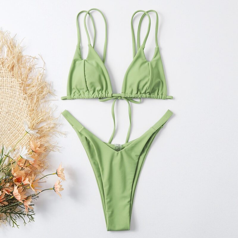 

Cut Out High Cut Bikini Swimsuit, Green