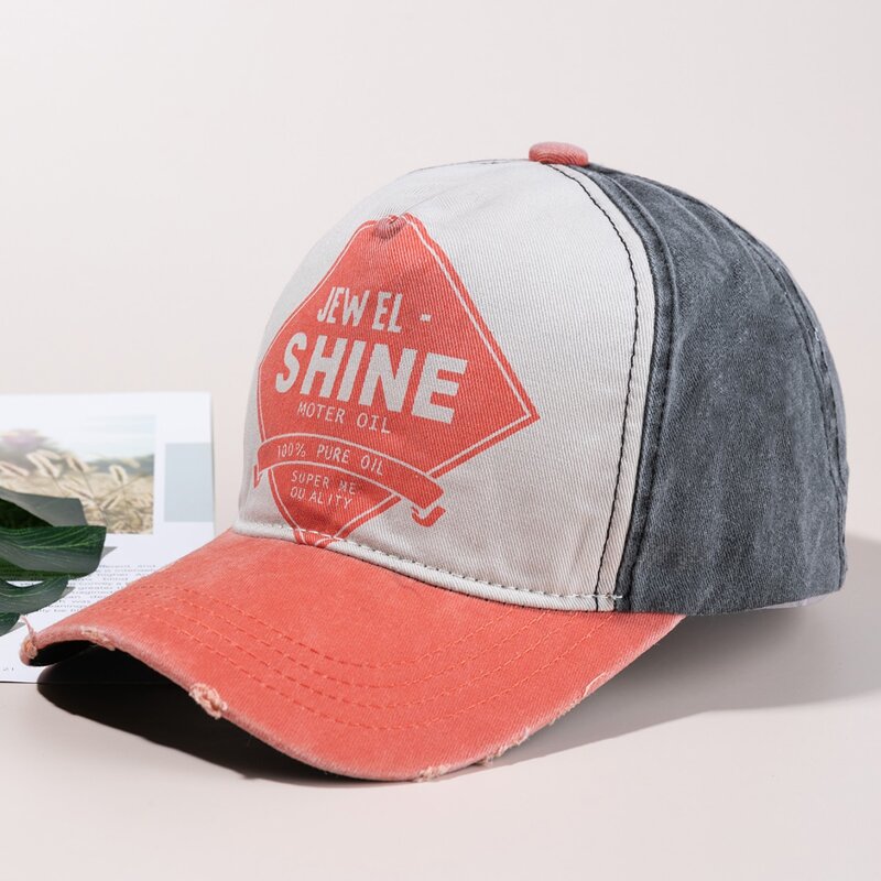 

Letter Print Colorblock Baseball Cap, Multicolor
