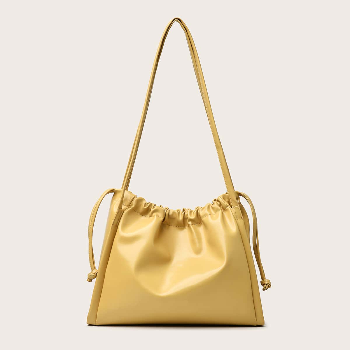 

Solid Drawstring Tote Bag, Yellow
