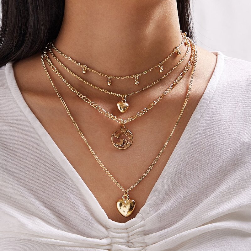 

Heart Layered Necklace, Gold