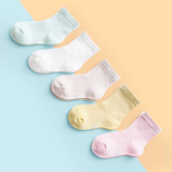 

5pairs Baby Simple Socks, Multicolor