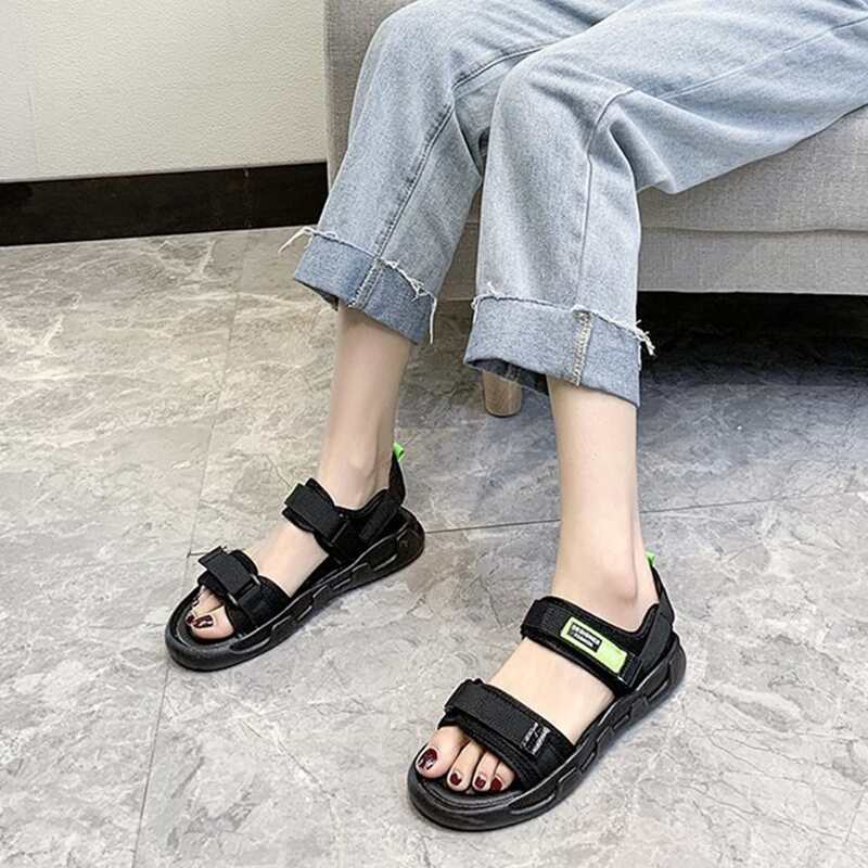 

Velcro Strap Sport Sandals, Black