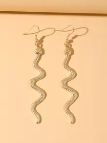 Snake Charm Drop Earrings - Yellow Gold - View 1