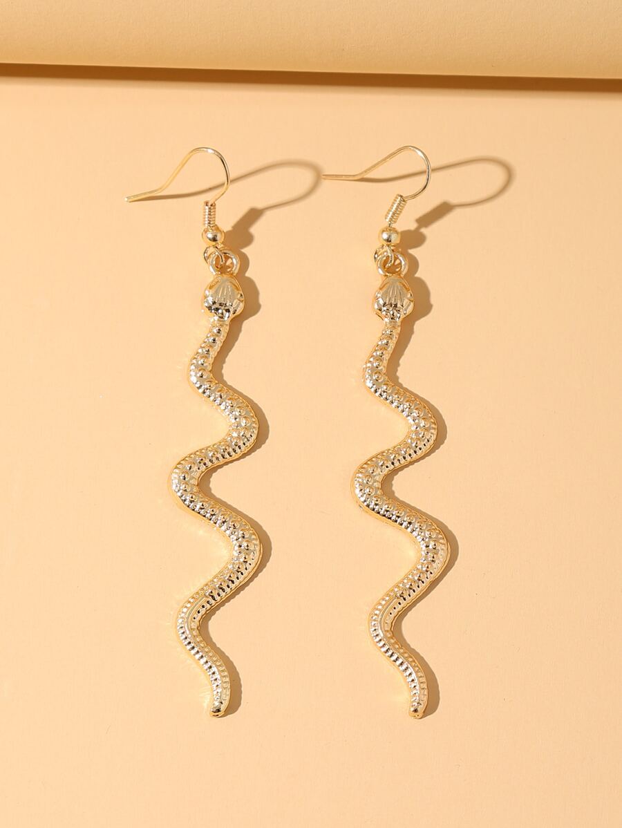 Snake Charm Drop Earrings - Yellow Gold - View 1