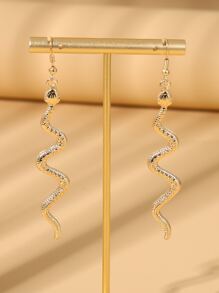 Snake Charm Drop Earrings - Yellow Gold - View 2