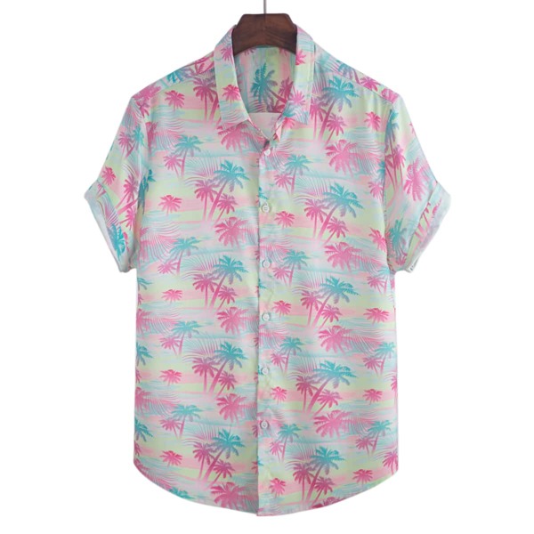 

Men Tropical Print Button Up Shirt, Multicolor