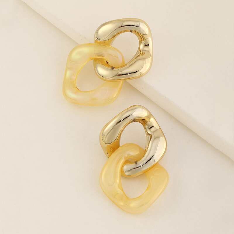 

Chain Drop Earrings, Yellow