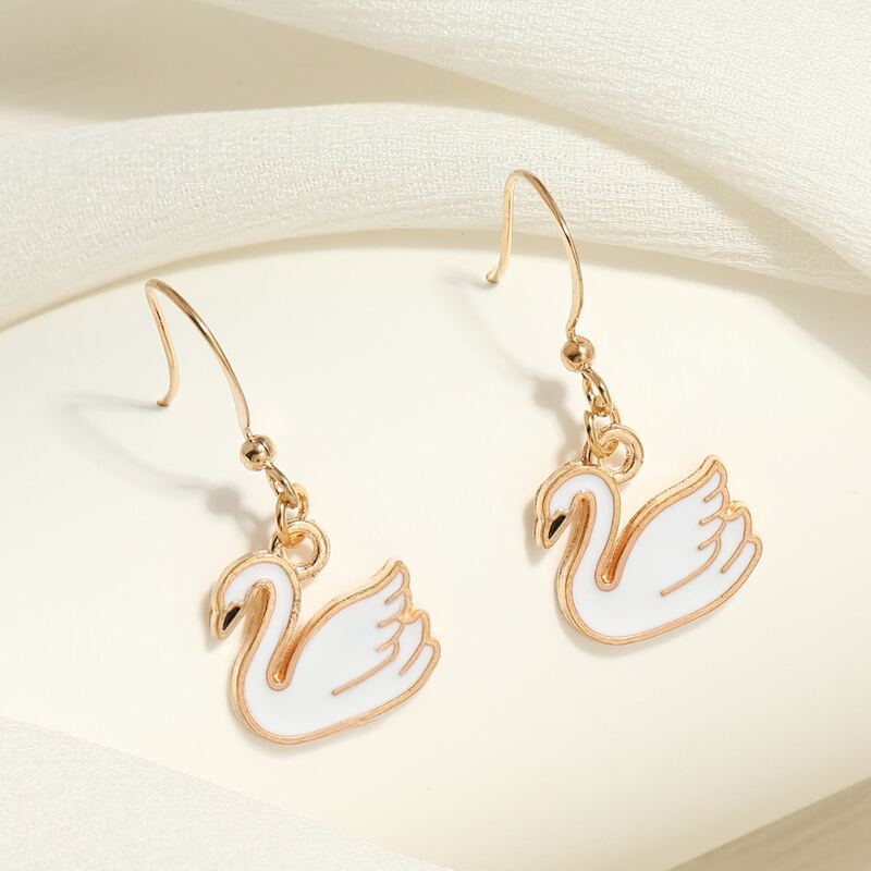 

Swan Drop Earrings, Gold