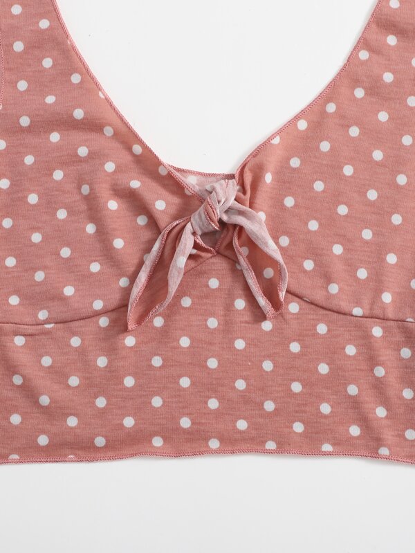 red and white polka dot tank top
