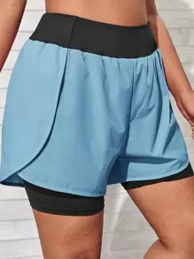 2 en 1 shorts deportivos - Azul - Ver 1