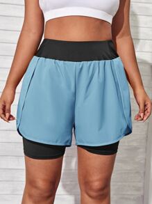 2 en 1 shorts deportivos - Azul - Ver 3