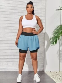 2 en 1 shorts deportivos - Azul - Ver 4