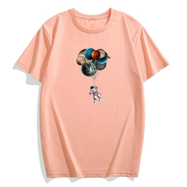 

Men Astronaut & Planet Print Tee, Coral pink