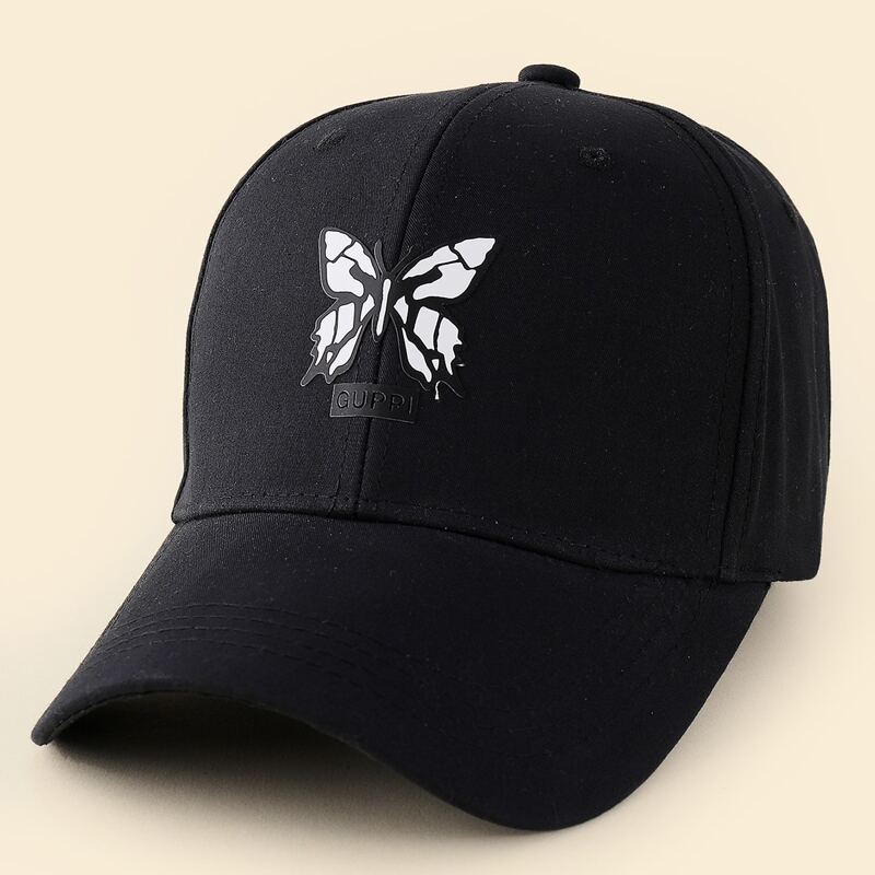 

Butterfly Print Baseball Cap, Black