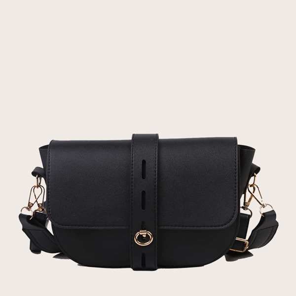 

Minimalist Turn Lock Flap Saddle Bag, Black
