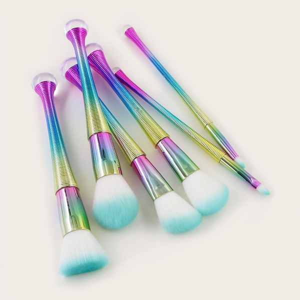 

6pcs Ombre Handle Makeup Brush, Multicolor