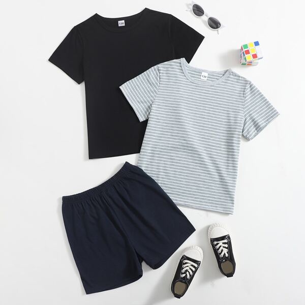 

Boys 3pack Shorts Sleeve Tee With Shorts, Multicolor