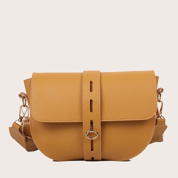 

Minimalist Turn Lock Flap Saddle Bag, Mustard yellow