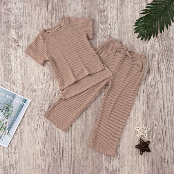 

Toddler Girls Rib-knit High Low Tee With Pants, Khaki