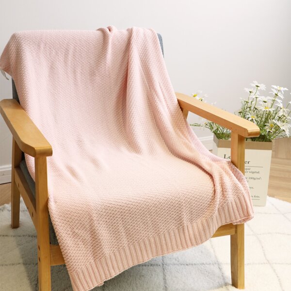 

Kids Plain Knitted Blanket, Baby pink