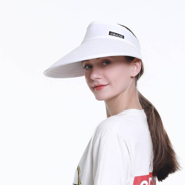 

Letter Embroidered Visor Hat, White