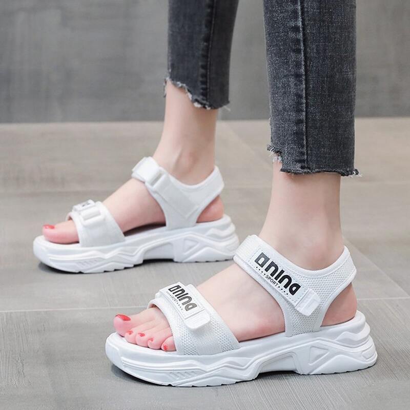 

Letter Velcro Strap Sport Sandals, White