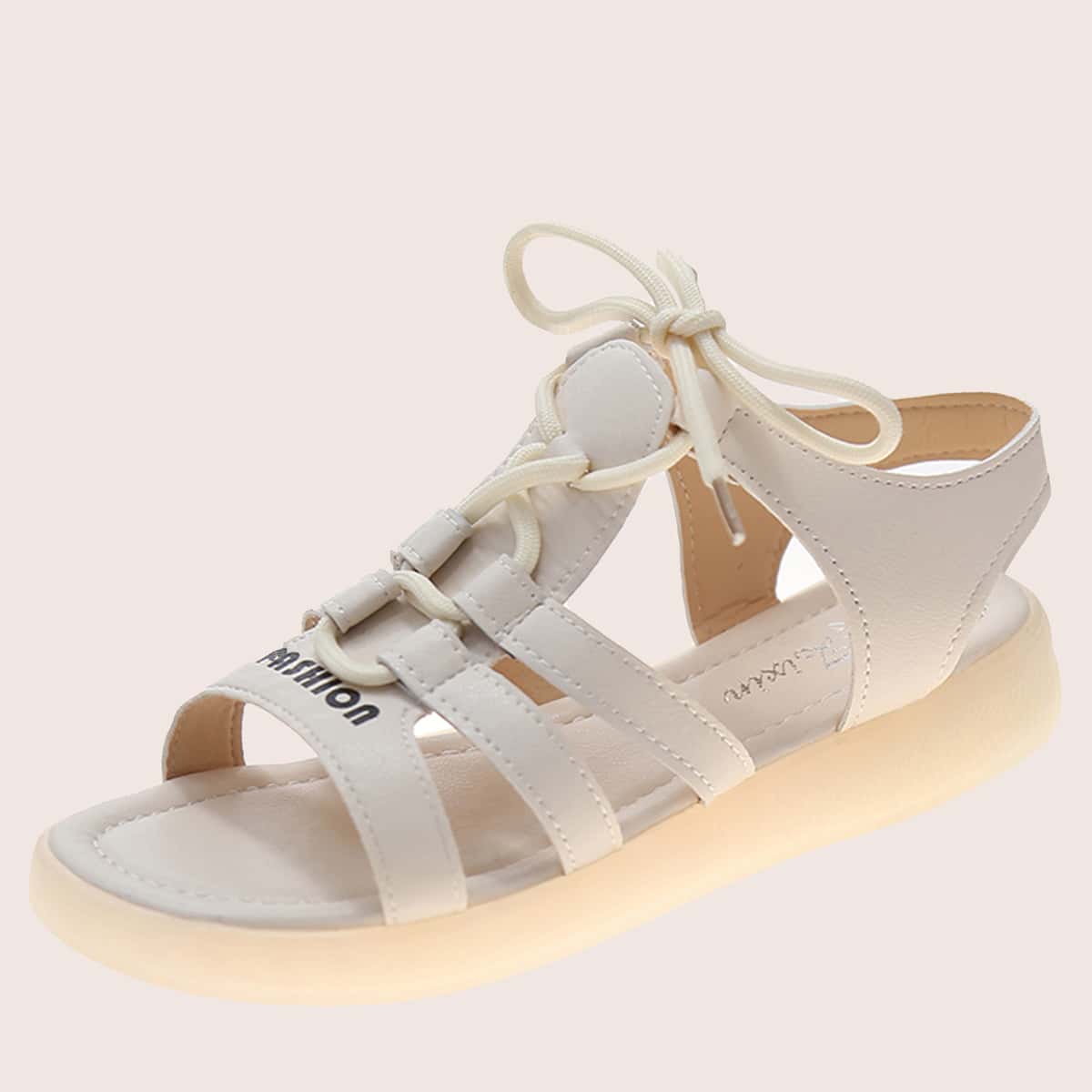 

Lace-up Front Sandals, Beige