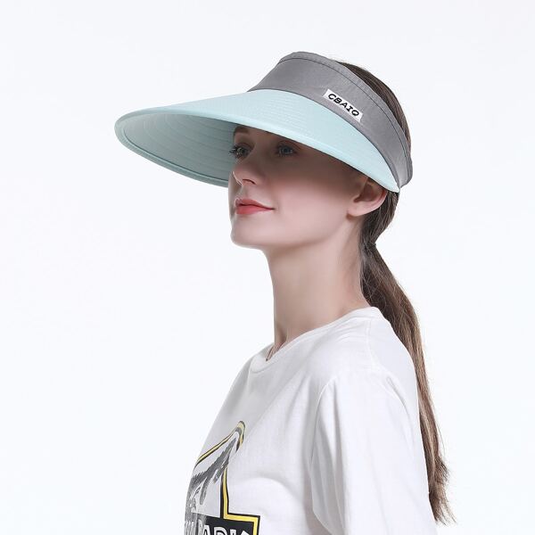 

Letter Embroidered Visor Hat, Baby blue