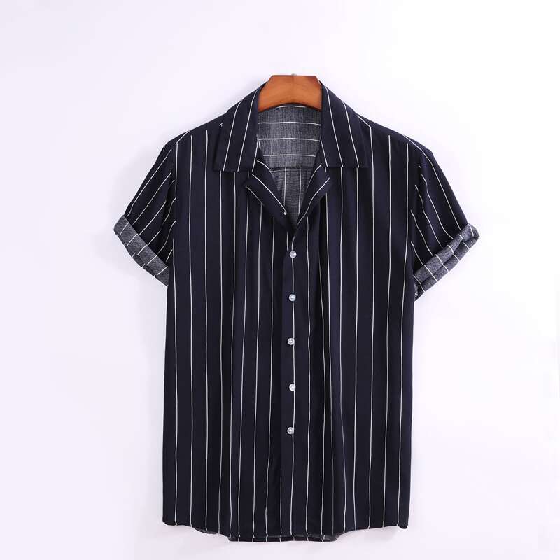 

Guys Striped Button Up Shirt, Navy blue
