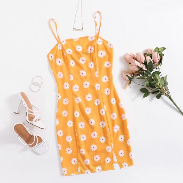 

Daisy Floral Cami Dress, Yellow