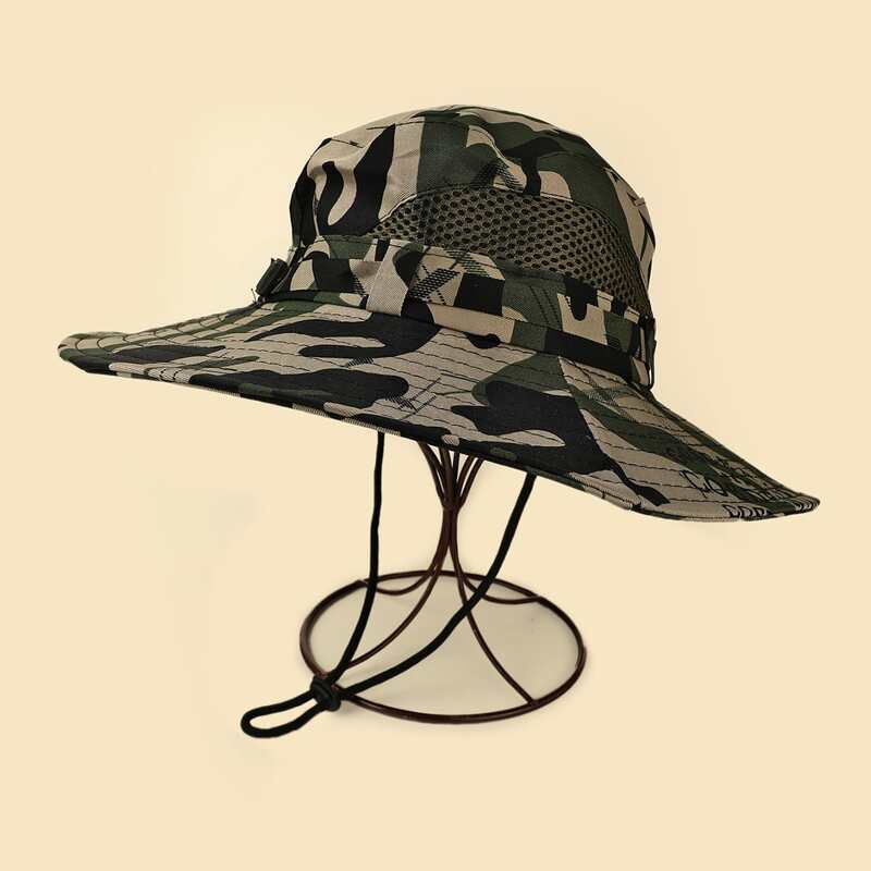 

Camo Print Adjustable Bucket Hat, Multicolor