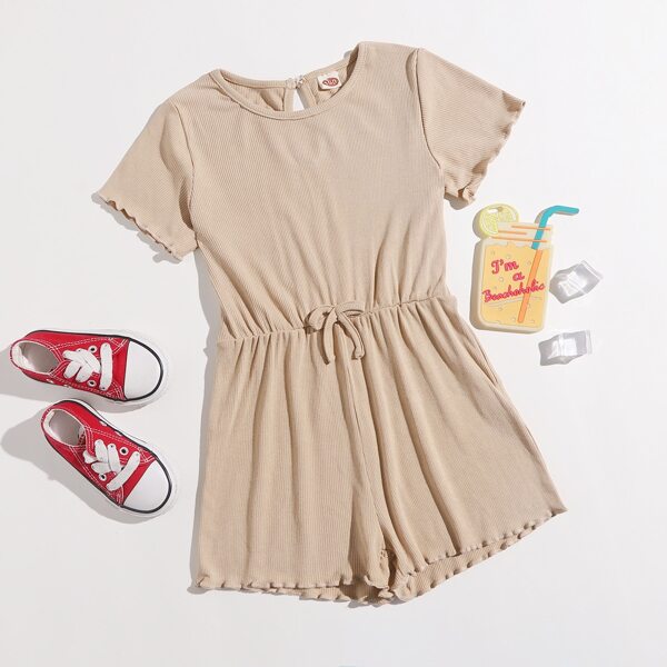 

Toddler Girls Rib Knit Bow Romper, Khaki