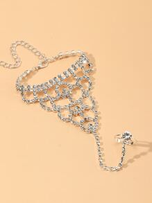 Rhinestone Trang trí Găng tay đeo tay - Bạc - Xem 2