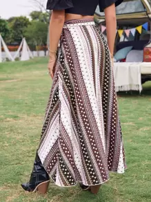 SHEIN VCAY Knot Side Ditsy Floral Wrap Skirt - Multicolor - View 2