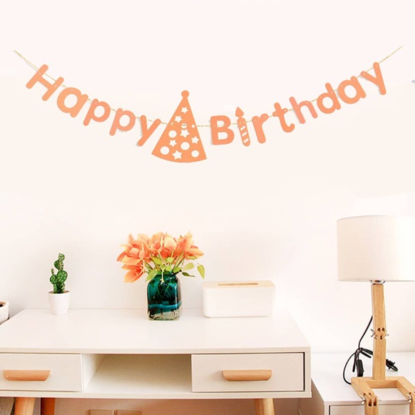 

1pc Birthday Party Pull Flag, Rose gold