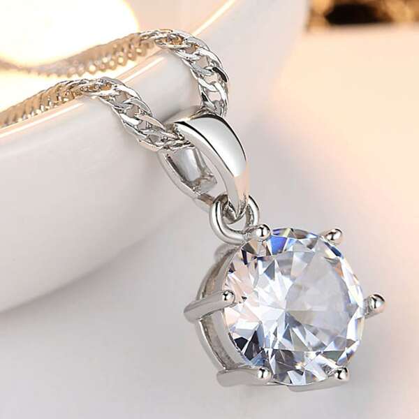 

Zircon Charm Necklace, Silver