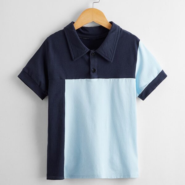 

Boys Two Tone Polo Shirt, Blue