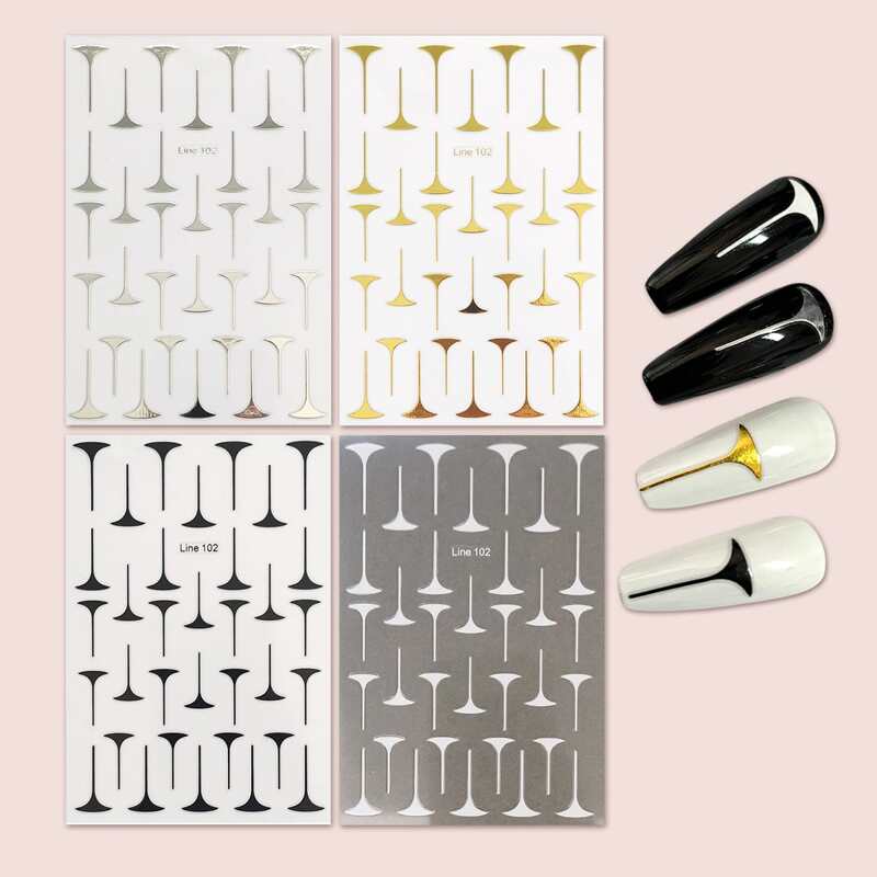

4sheets Graphic Nail Art Sticker, Multicolor