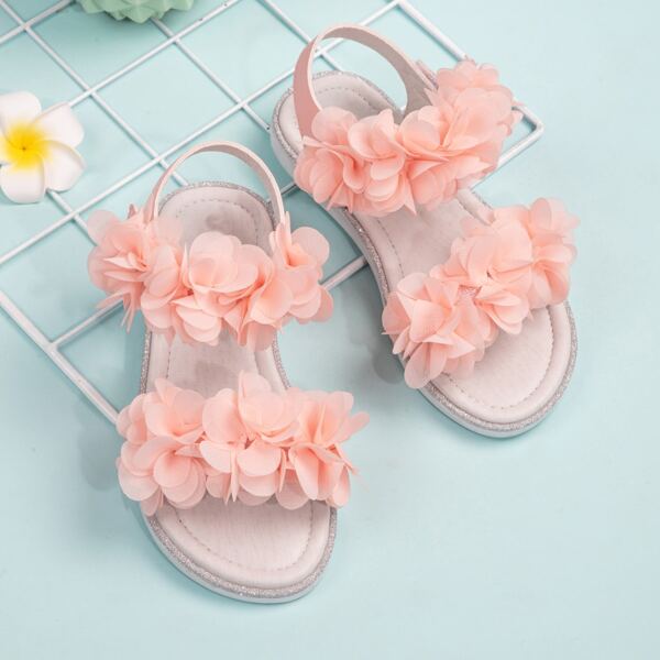 

Girls Applique Strappy Sandals, Pink