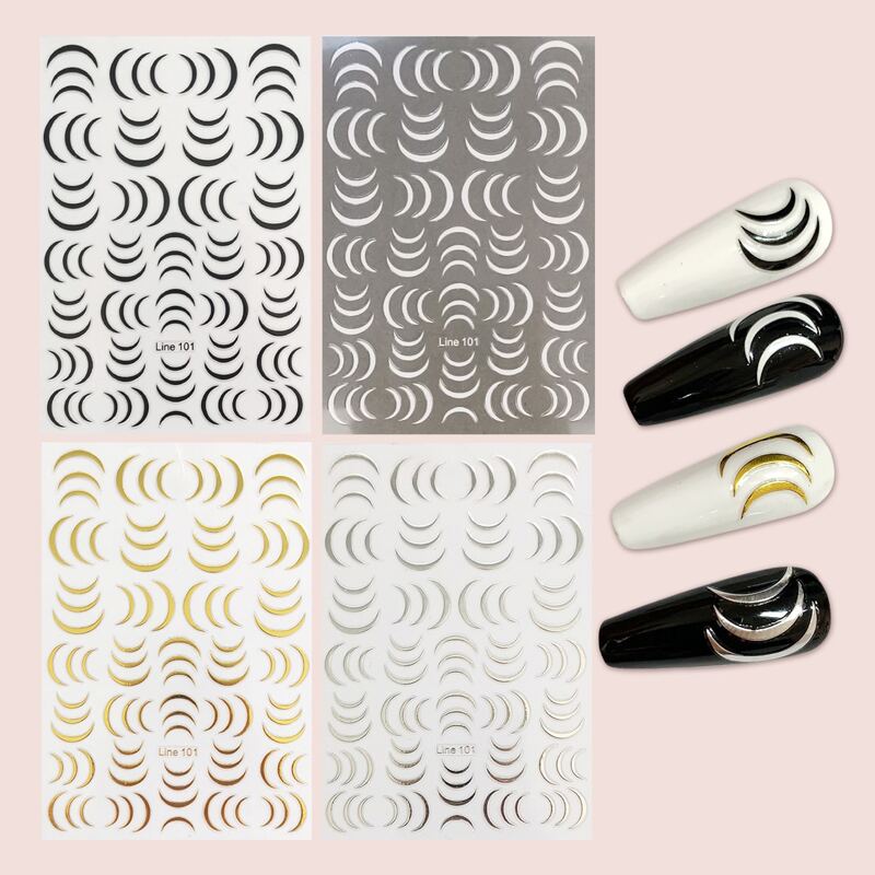 

4sheets Graphic Nail Art Sticker, Multicolor